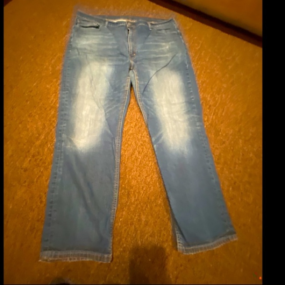 EUC Mens Levis Straus 42x30 Denim Blue Jeans straight leg zipper casual bottoms